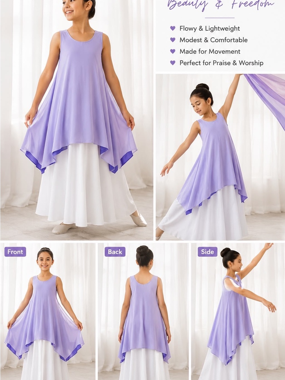 Lilac Layered Dance Dress for Girls - Kid's wo